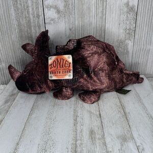 Russ ZONIES Earth Zone Beanie TYRONE Triceratops Dinosaur Vintage Toy Plush 15"